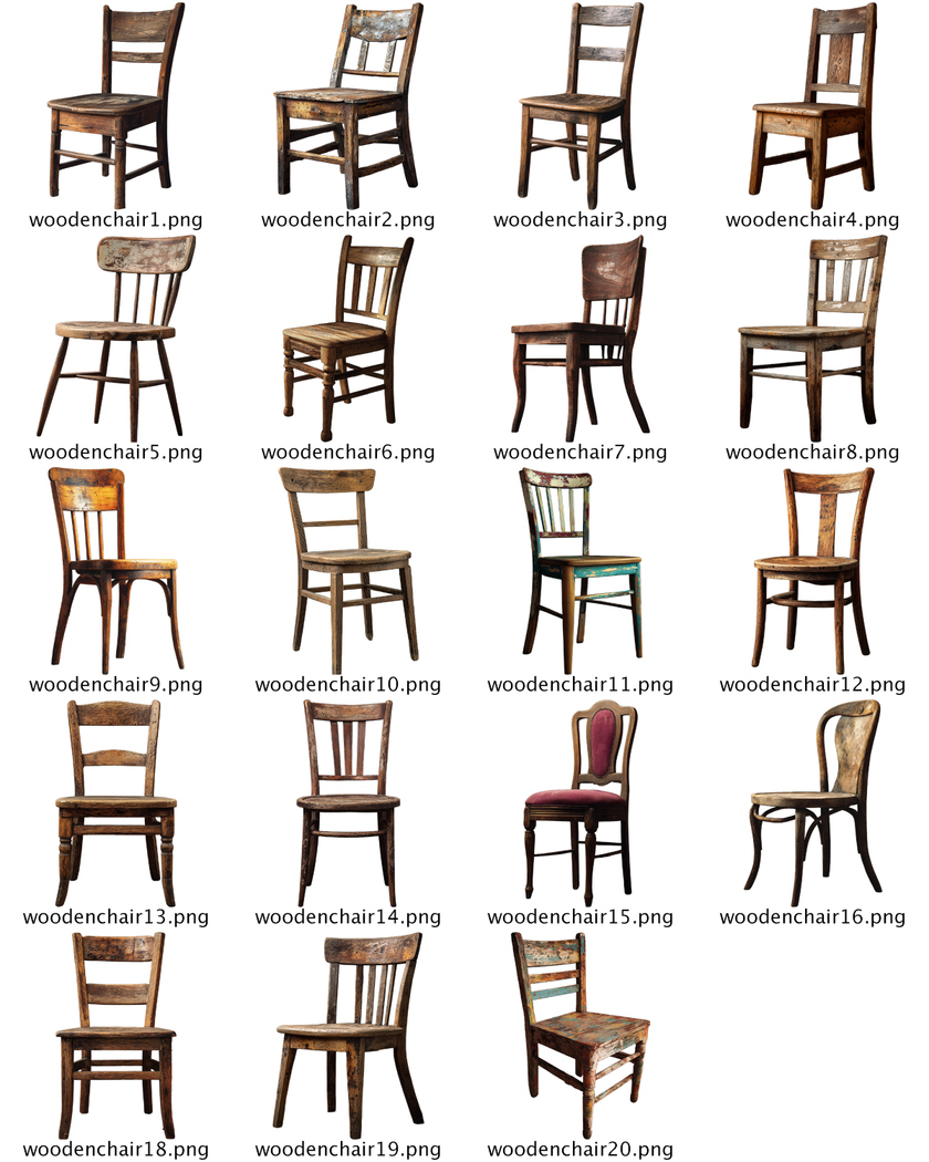 20 Vintage Wooden Chairs