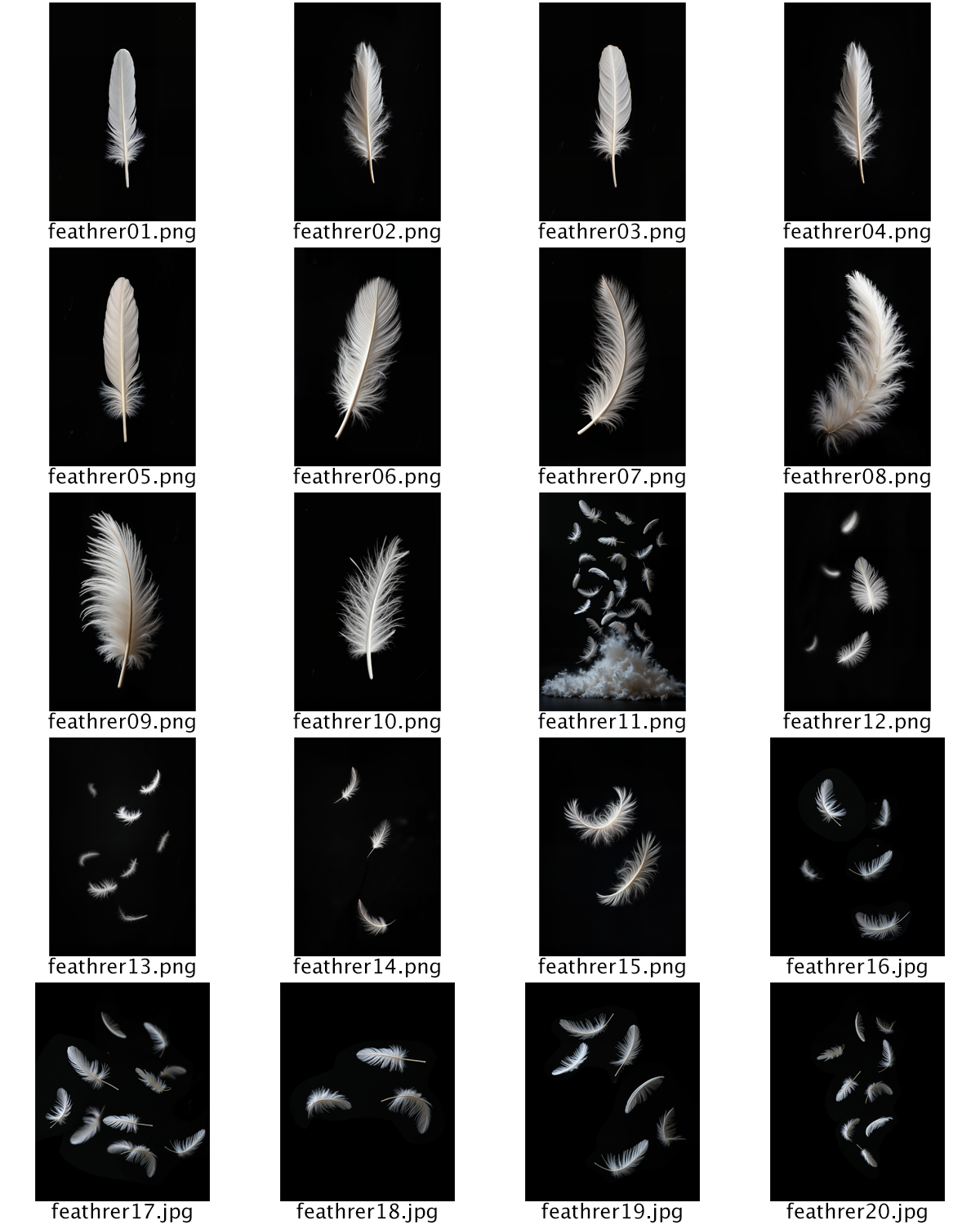 20 White Feather PNG Overlays – Elegant & Versatile